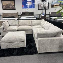 Light Gray Modular Sofa Sectional w/ FREE Ottoman 