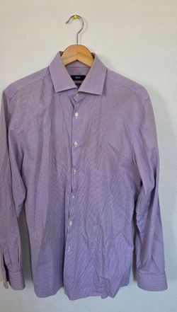 Hugo Boss Men's Dress Shirt Purple Check