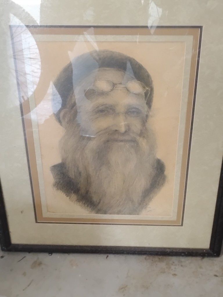 Old Man Sketch Framed