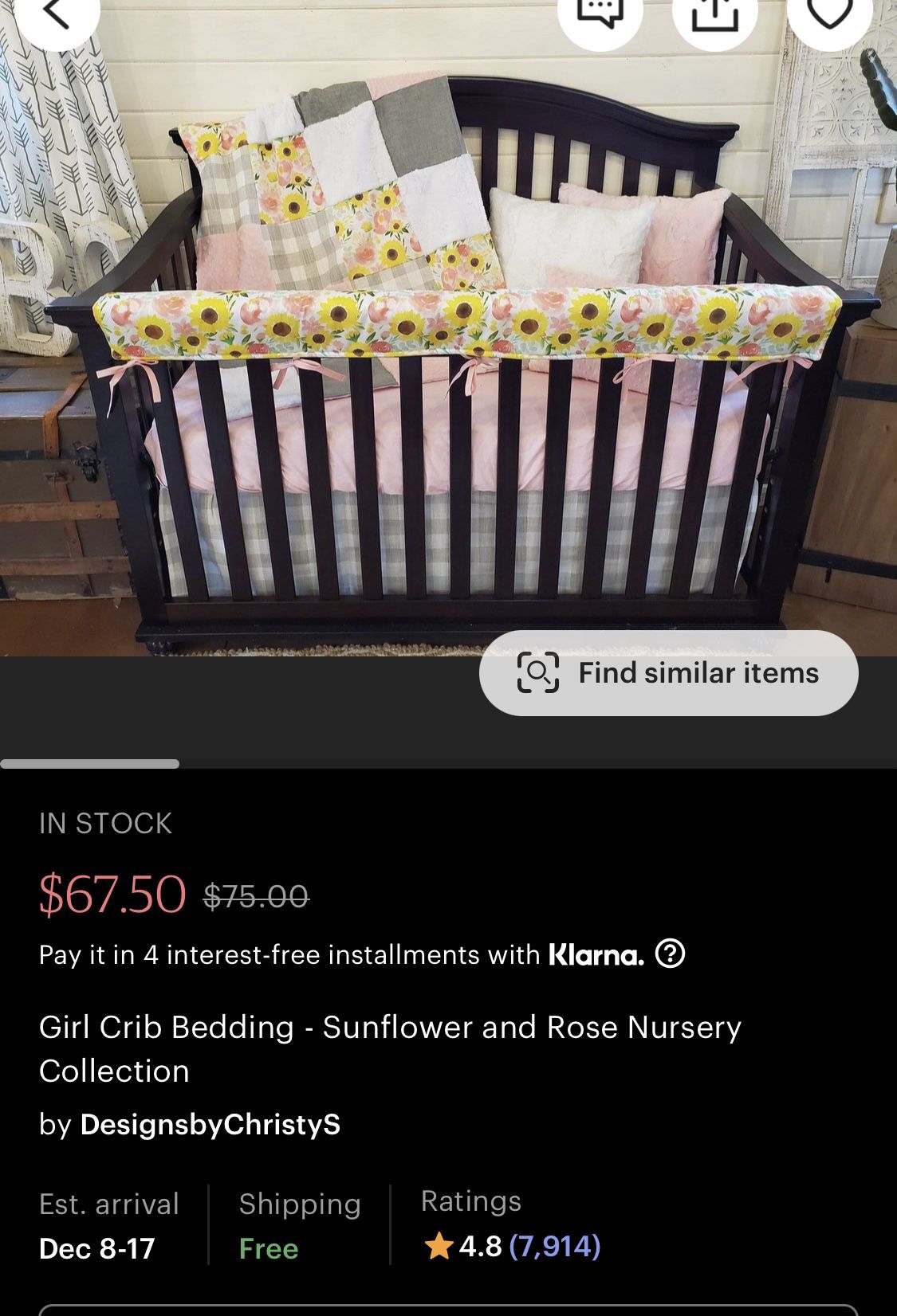 Nursery/Crib Bedding, Sunflower/Pink, Nursery Decor