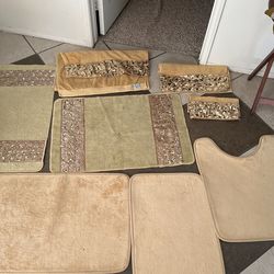 Bathroom Towel And Rug Set gold Yellow