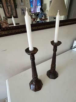 Vintage Style Wooden Candle Holders – Set of 2