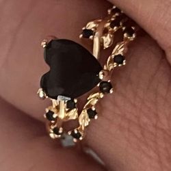Black Heart Ring Set Fasion Jewerly Super Cute 