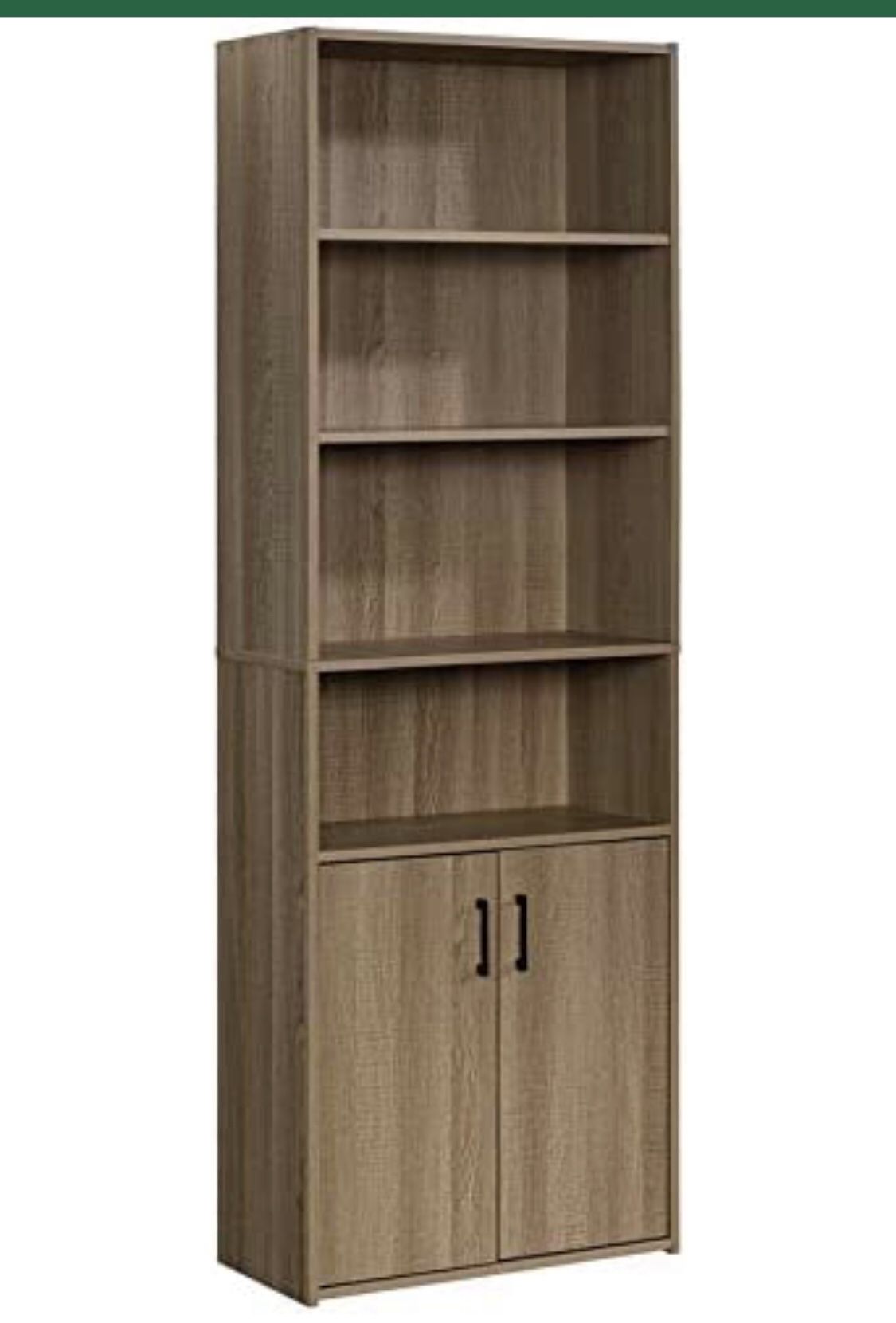Bookcase with Doors, L: 24.65" x W: 11.65" x H: 71.14", Summer Oak Finish