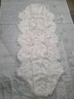 Faux Sheepskin Area Rug White Multi Pelt Long Plush Shag Floor Runner Accent