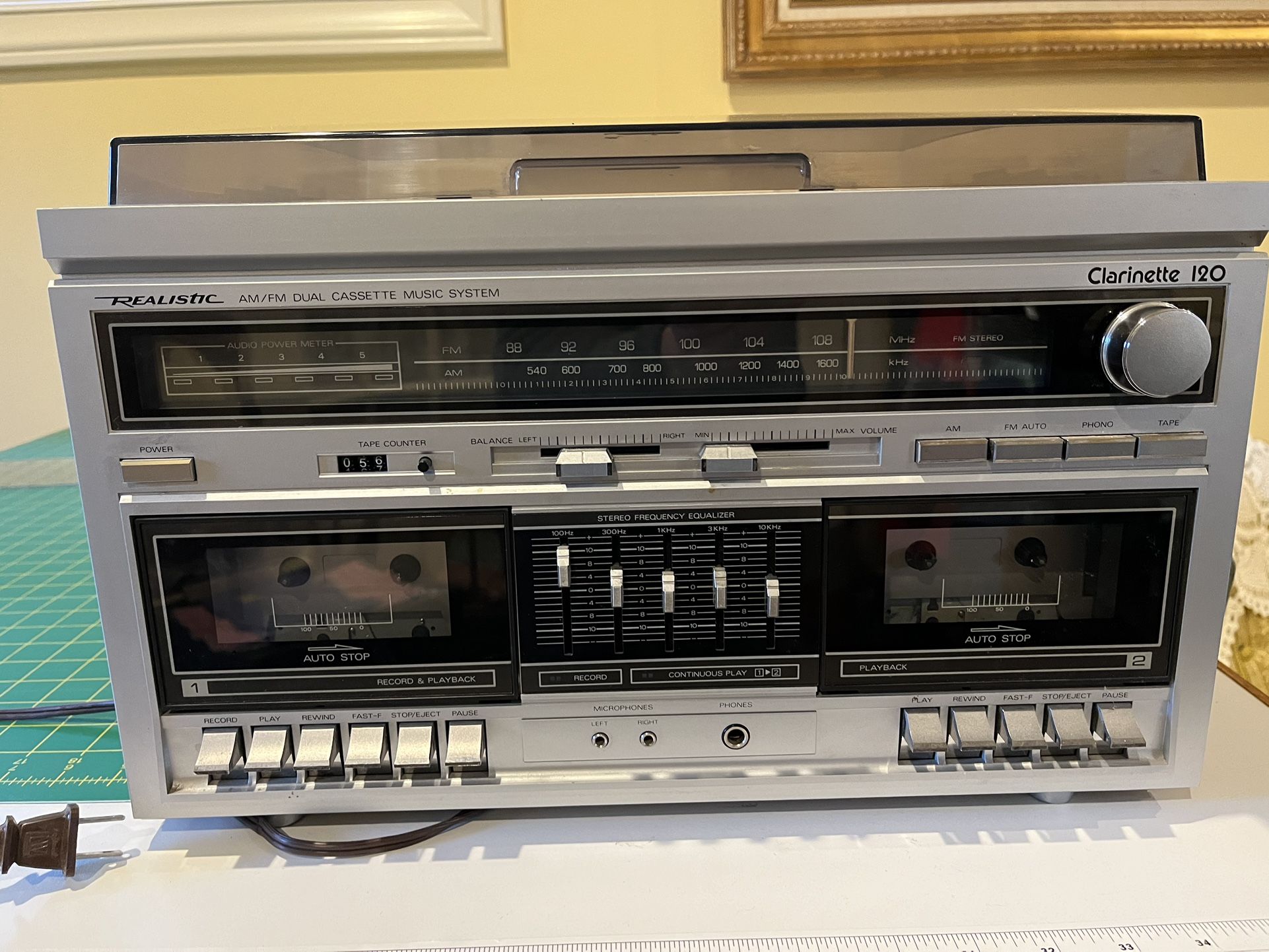 Vintage Realistic Clarinette Record Player 120 Model 13-1224 Working Condition! Am Fm Dual Cassette Music System
