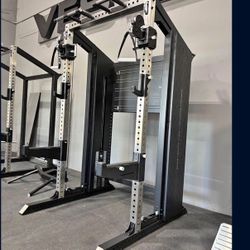 Commercial Half Rack with Functional Trainer Cable Pulley System with 200lb Weight Stacks
