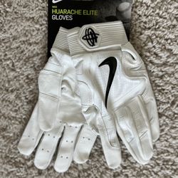 Nike Huarache Elite Baseball Batting Gloves White Black 