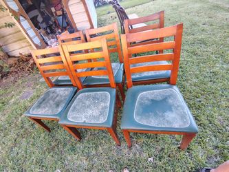 Wood teak ladder back chairs