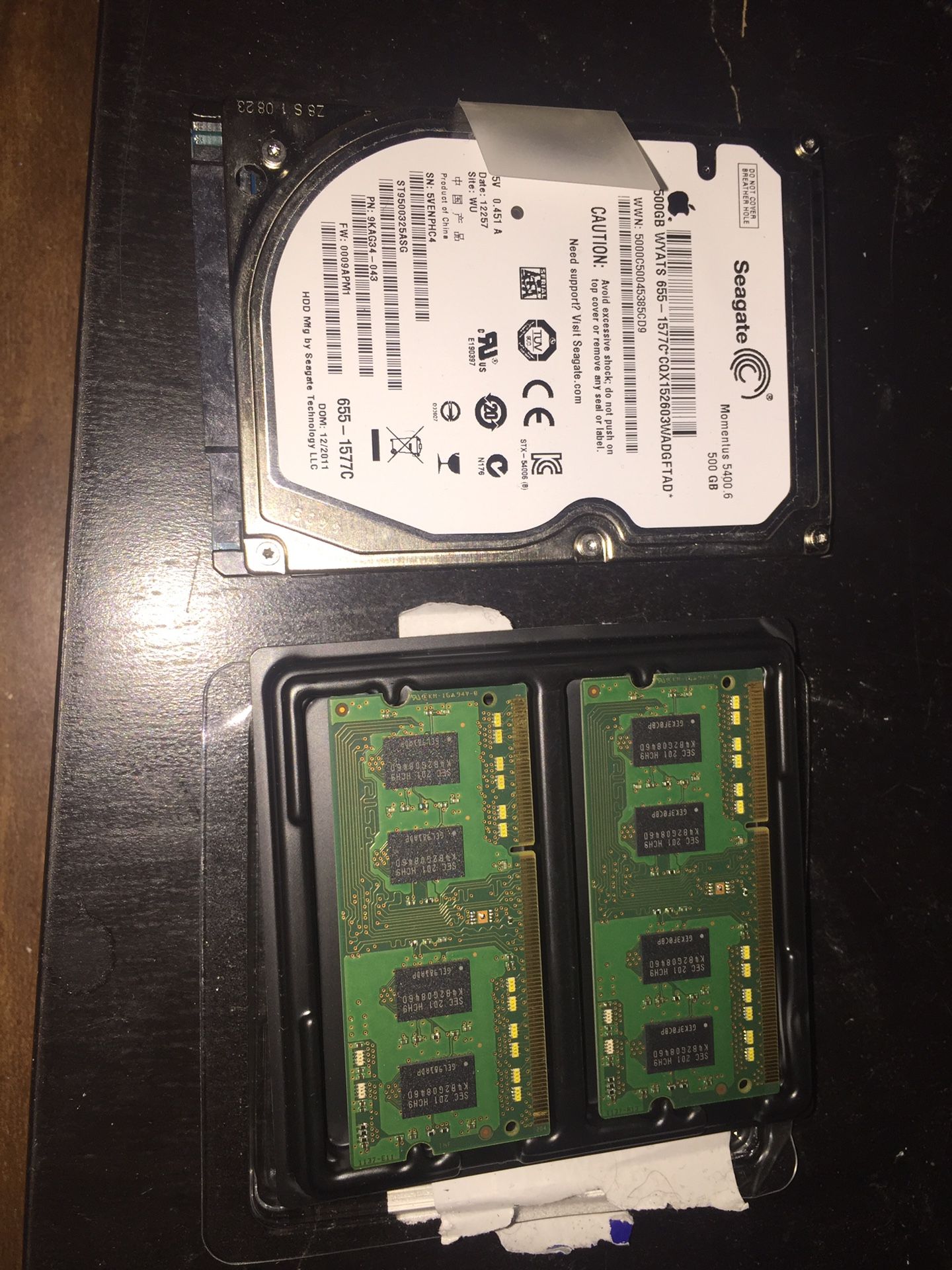 500 gb hard drive and 4gb ram from 2011 MacBook Pro