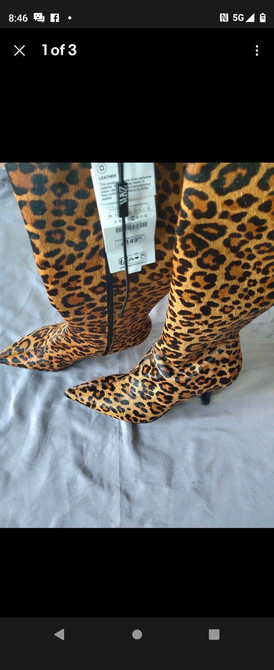 ZARA LEOPARD PONY SKIN COW FUR LEATHER HEELED KNEE BOOTS 2001/410
