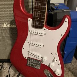 Like New 2021 Fender Squier Stratocaster / Strat Electric Guitar - Red Metal Flame!