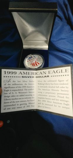 Red, White,  And Blue Silver Dollar Coin