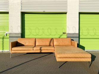 HD Buttercup Italian Leather Sectional Sofa Couch