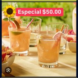 Set De 4 Vasos 13onzas Para Cócteles Bebidas Preparadas Jugos Refrescos Especial $40.00 Cristal Heritage Ventas Finales 