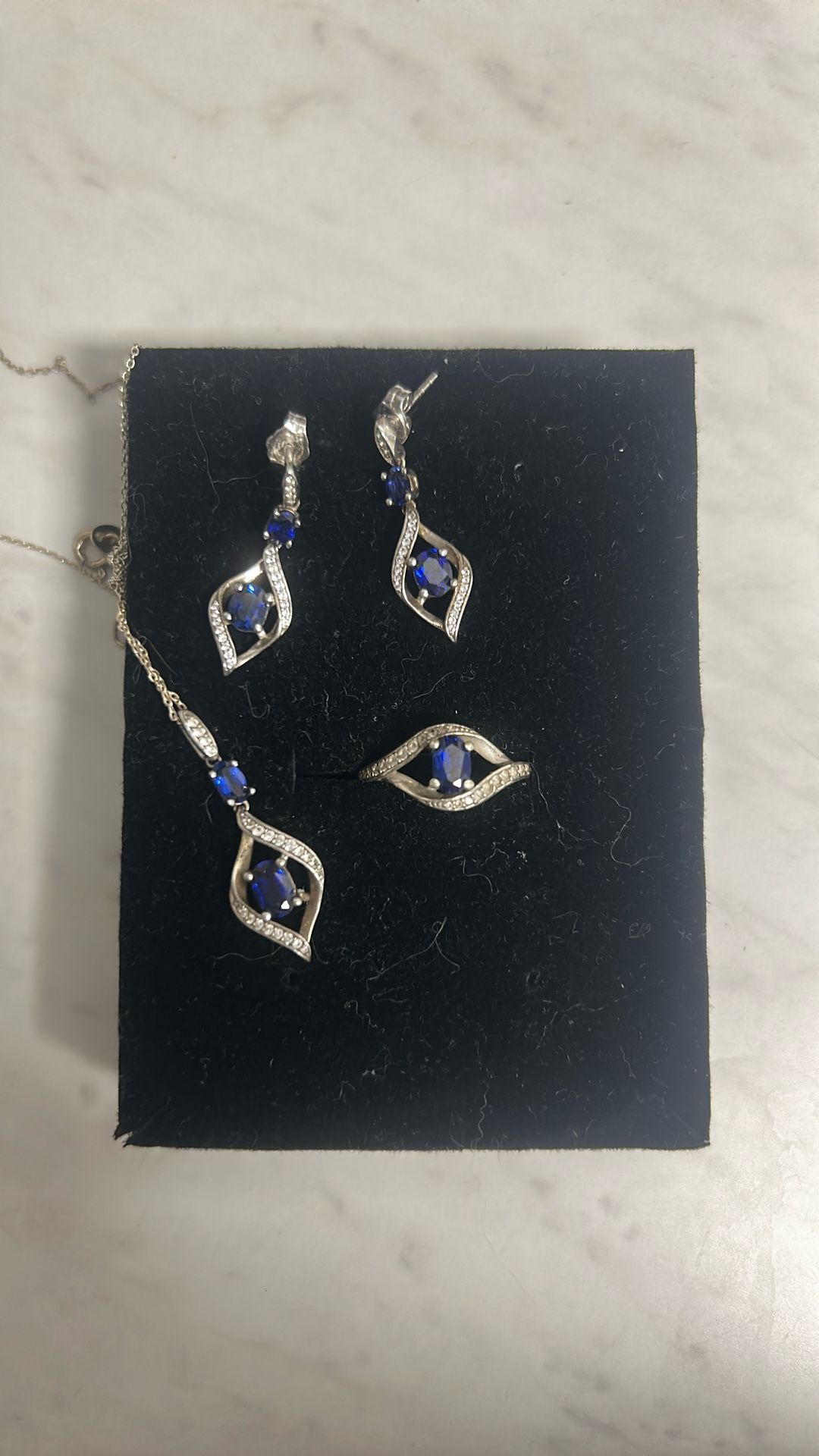 Blue Sapphire Sterling Silver Set