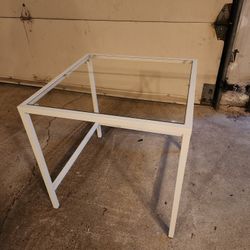 White Metal & Glass End Table