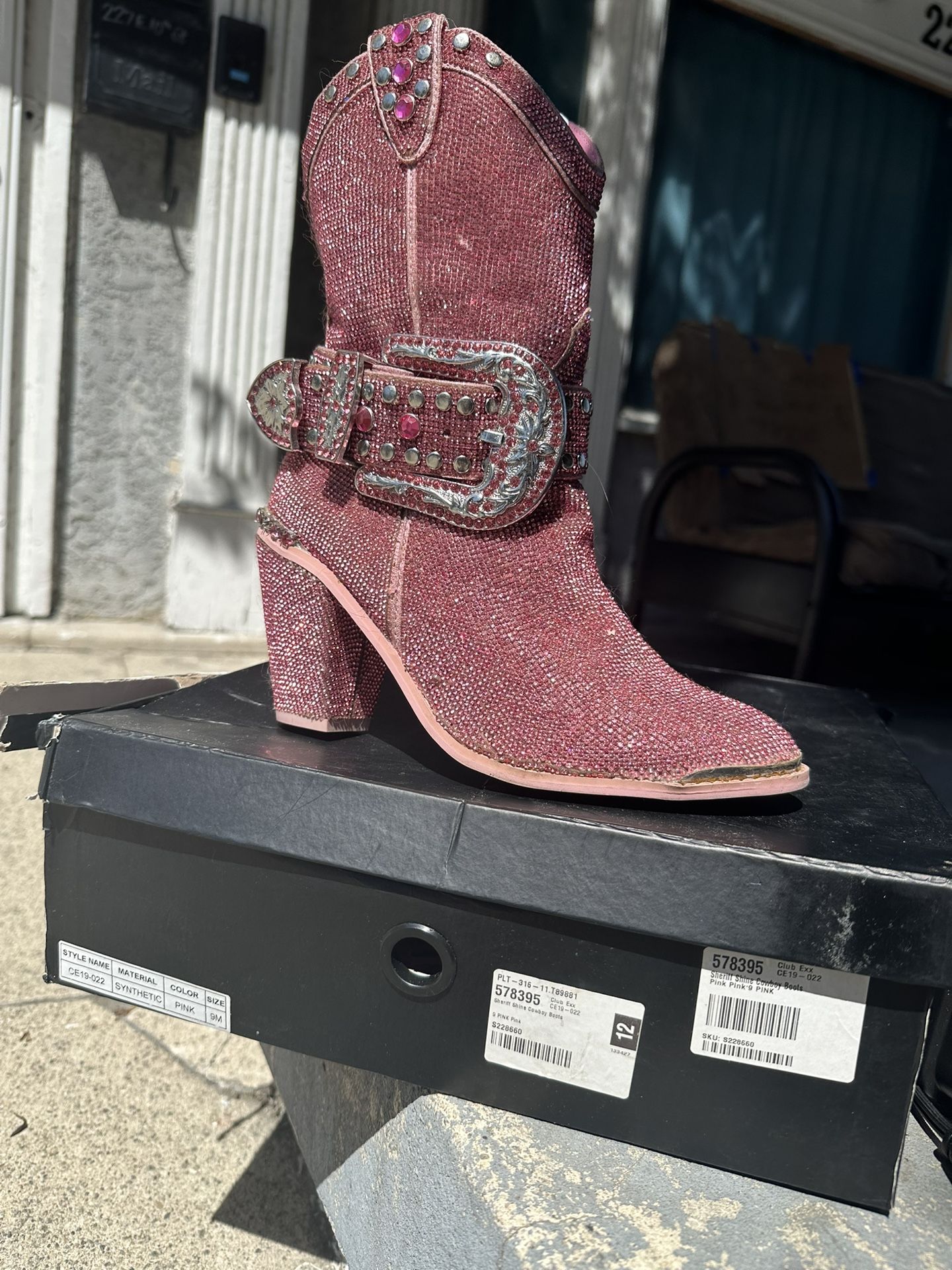 Pink Rhinestone Boots Dollskill