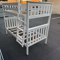 MaxWood Classic Twin Solid Wood Bunk Bed White 