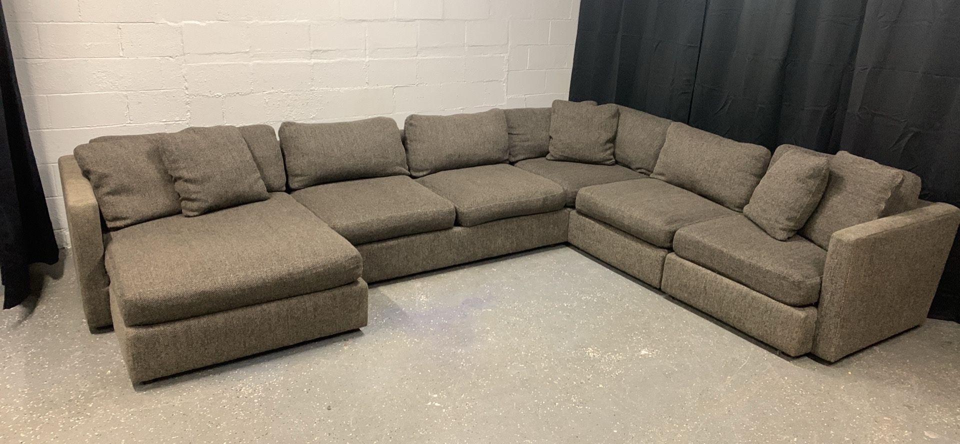 Sectional Modular Sofa Chaise Couch Lounge U-Shape Charcoal Gray Max Home
