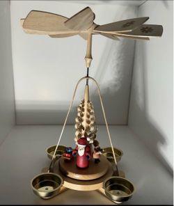 Richard Glaesser German X-Mas Pyramid Santa Toys Wood Erzgebirge Tealight W/Box
