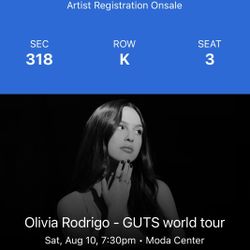 Olivia Rodrigo Ticket!!! Portland Oregon