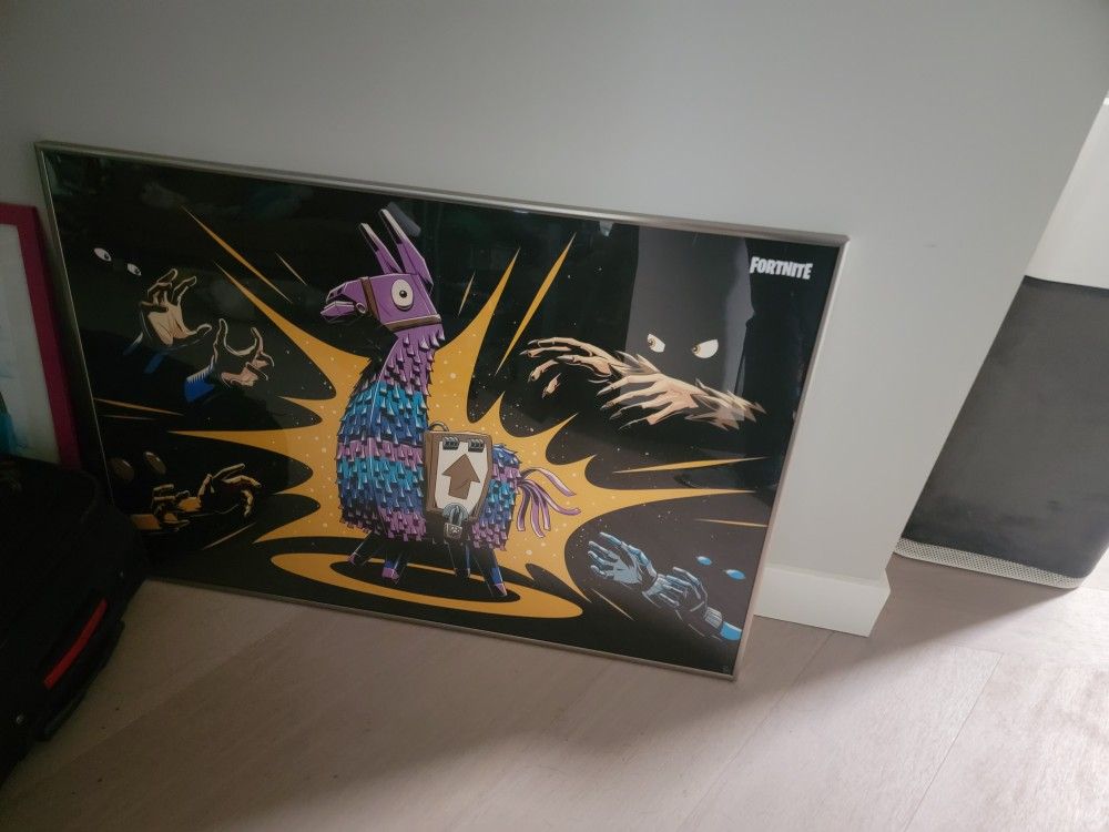 Large Fortnite Loot Llama Lama Loading Screen Wall Framed Poster 36in x24in