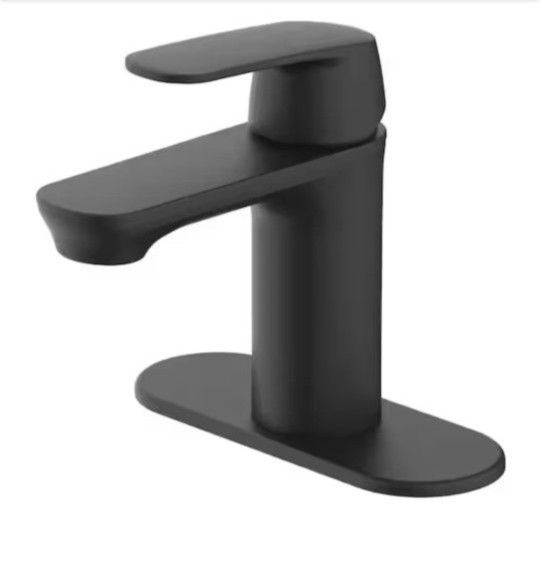 Glacier Bay Foxton Single Handle Single Hole Bathroom Faucet in Matte Black
