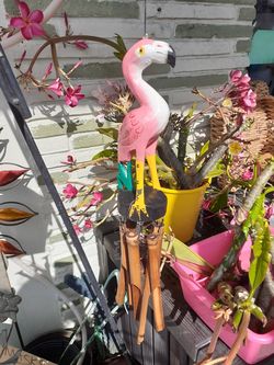 Cool wooden bamboo Flamingo wind chime