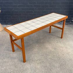Mid-Century Danish Modern Teak & Ceramic Top Console Table by Trioh, c.1960’s - Delivery Available