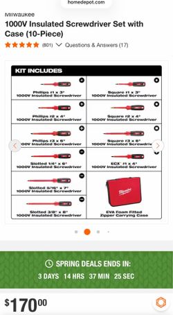Milwaukee 1000V Insulated Screwdriver Set with Case (10-Piece)
