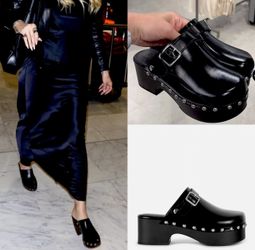 PRIMARK NWT VIRAL TIK TOK CHUNKY HEELED STUDDED CLOGS Black/ Silver studs size 6