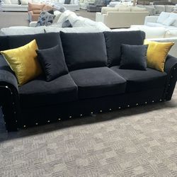 Black Velvet Elegant Sofa 
