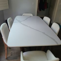 Quartz table with 6 chairs