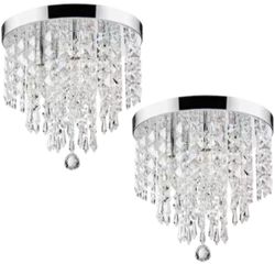 Set of 2.   11”DIA.   Bring the sparkle and glamor of the Roaring Twenties to your home with our 5-Bulb crystal chandelier ceiling light fixture. Clas