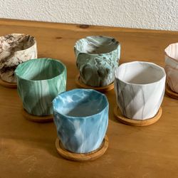 Set of Six 3.5 inch ceramic pots for plants