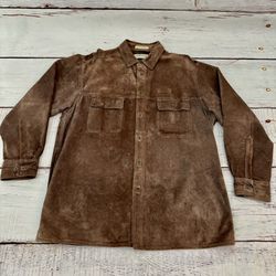 ORVIS SUEDE LEATHER Mens Large Ranch Field Hunting Shirt Jacket Coat