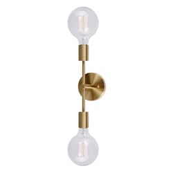 Forte Lighting Baton 2Light Soft Gold Wall Sconce Vanity💡(Bubble💡Not Included)