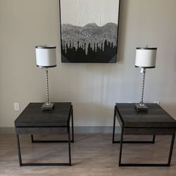 2 End Tables And 2 Lamps 