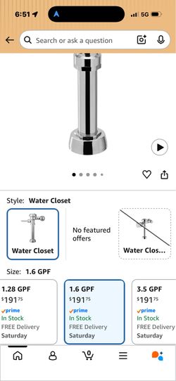 Sloan Royal 111 Exposed Manual Water Closet Flushometer, 1.6 GPF Manual Flush Valve - Single Flush N