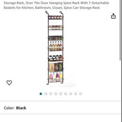 YBING 7-Tier Over the Door Organizer, Cabinet Door Organization Storage Rack, Over The Door Hanging Spice Rack With 7 Detachable Baskets for Kitchen, 
