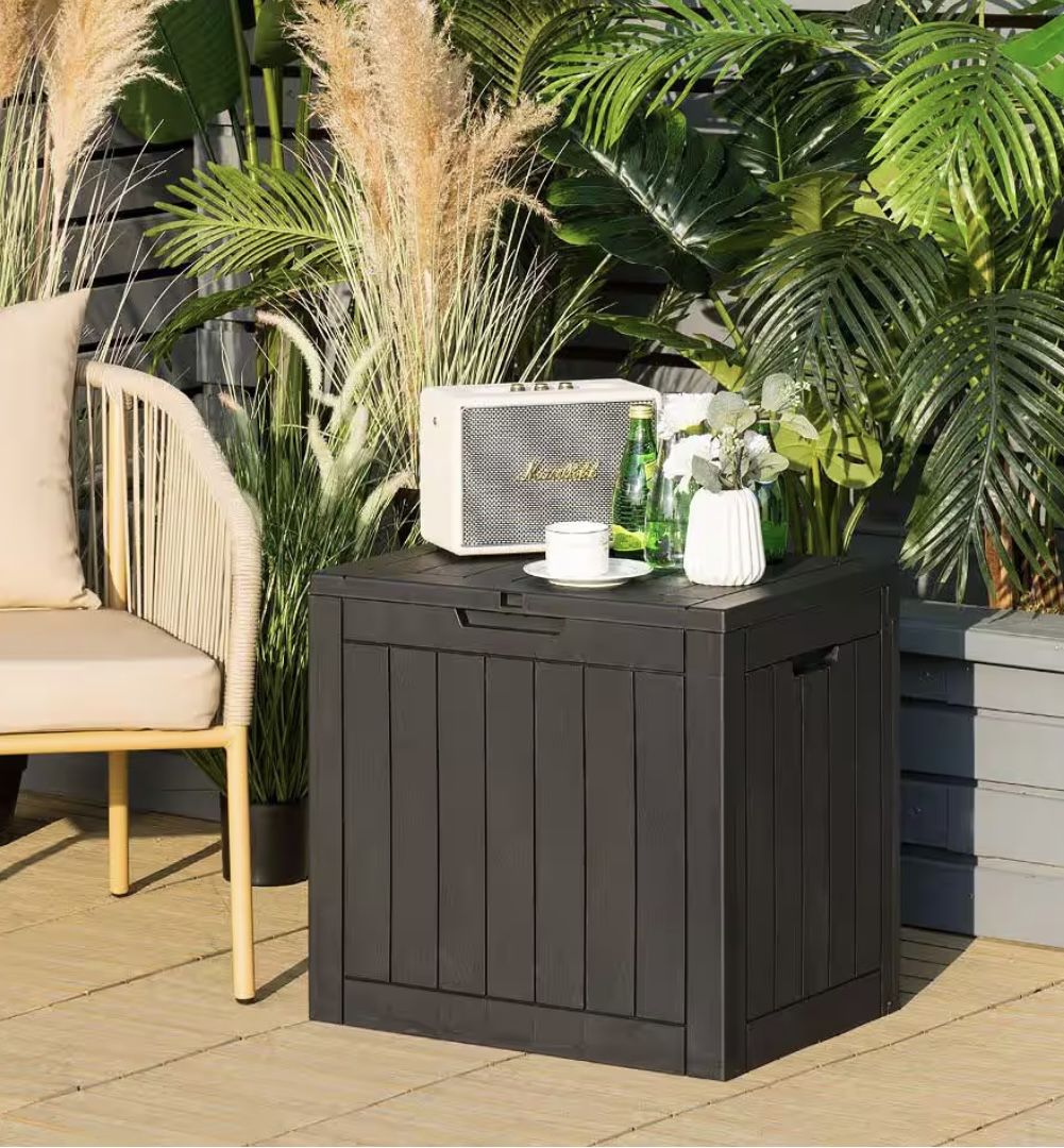 30 Gallon Lockable Resin Deck Box, Waterproof Outdoor Storage Box for Patio Furniture, Garden Tools, Pool Accessories, UV-Resistant Outside Delivery B