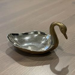 Vintage Gatco Solid Brass Swan Trinket Dish Tray