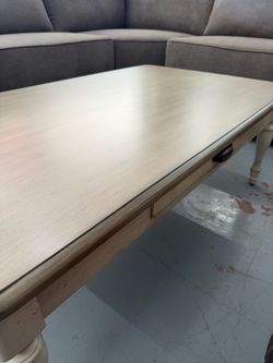 Cream Wood Coffee Table with Turned Legs