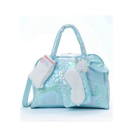 Iridescent Floral Weekender Duffle Handbag Set Blue