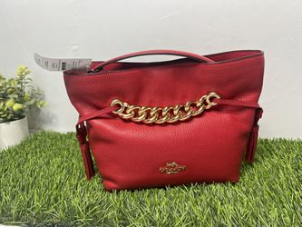 Coach Andy Red Apple Medium Gold Chain Leather Crossbody Shoulder