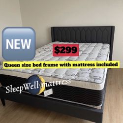 Queen Size Bed Frame With Pillow Top Mattress Included 