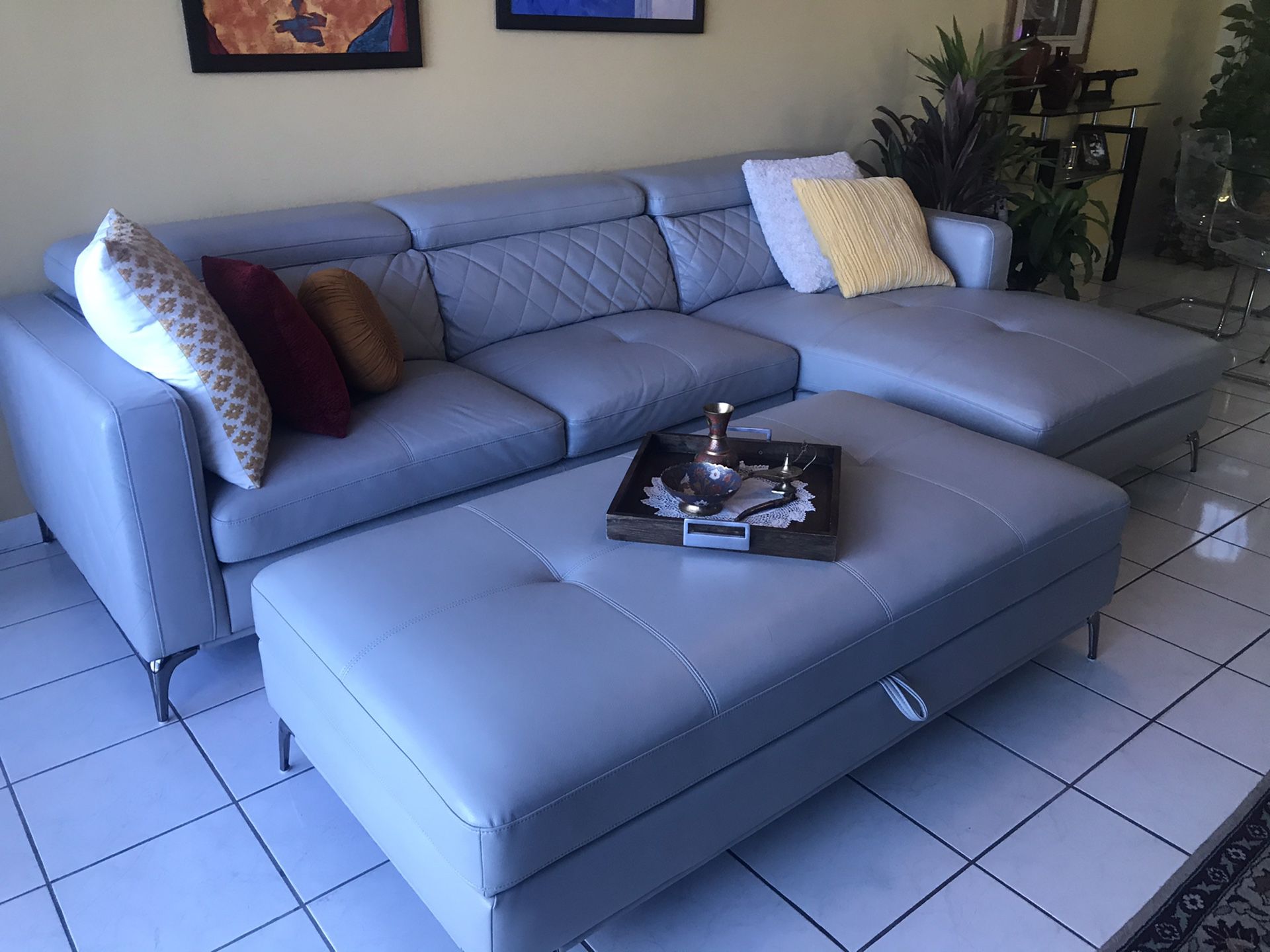 NEEDS TO GO! Leather sofa & ottoman- like new-REDUCED