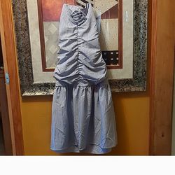 Fourteenth Place Los Angeles Backless Striped Blue Dress