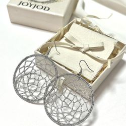 Crochet Dangle Round Earrings 